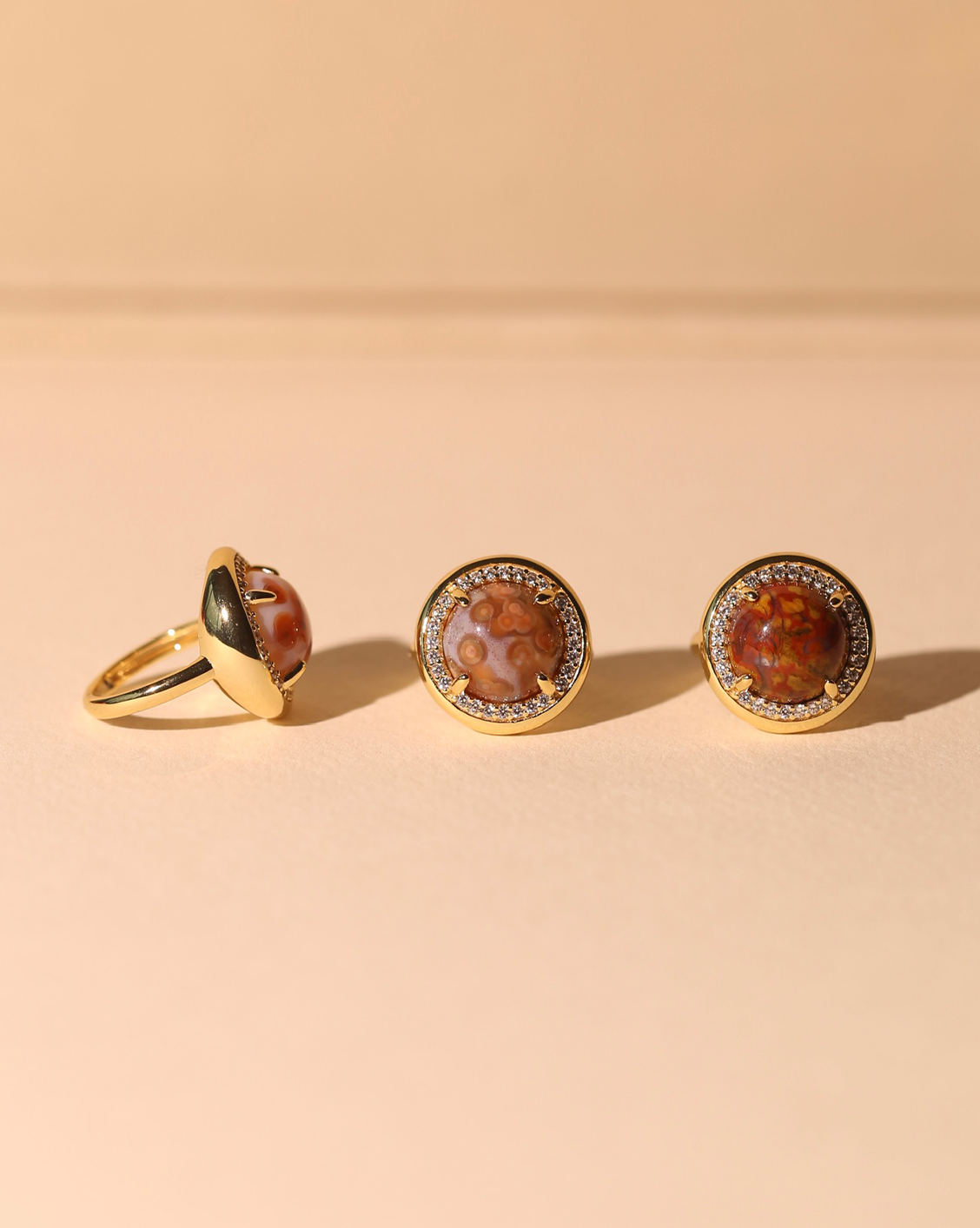 OOAK Halo Ring - Ocean Jasper - Size 4/Group 46