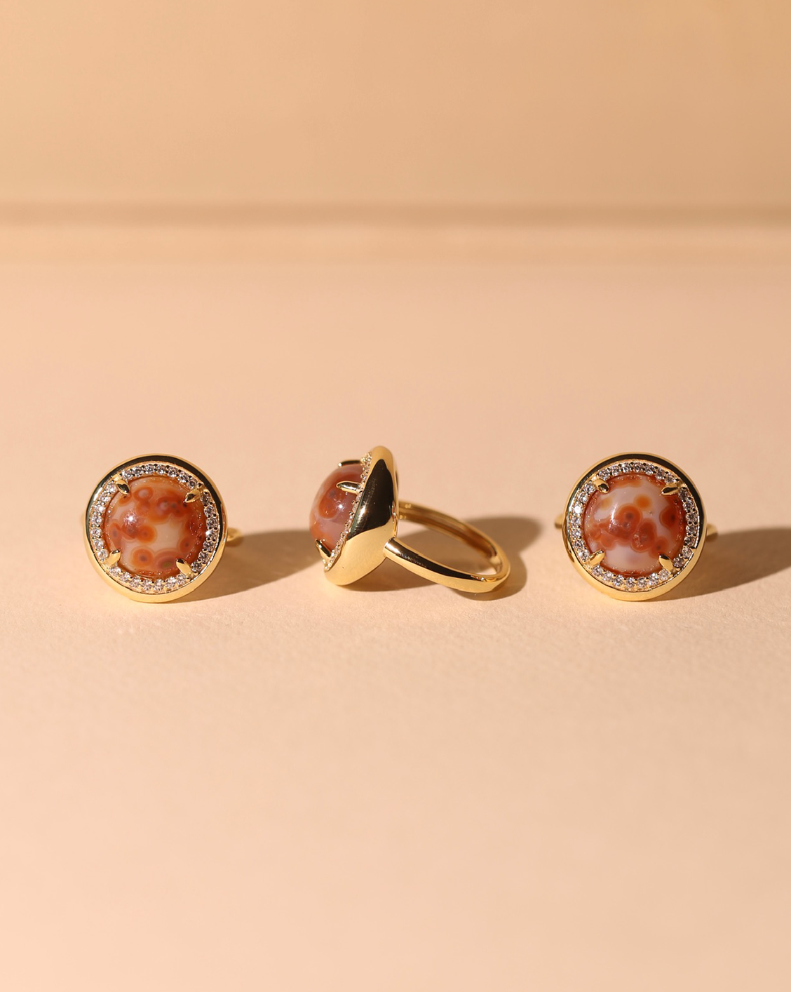 OOAK Halo Ring - Ocean Jasper - Size 6/Group 48