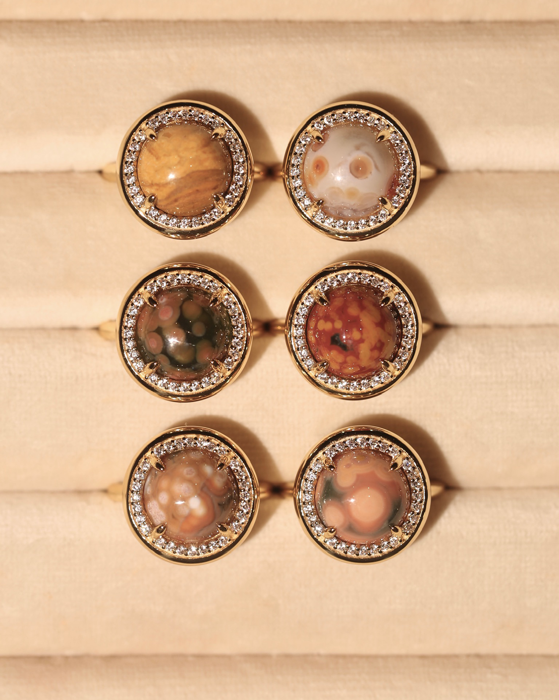 OOAK Halo Ring - Ocean Jasper - Size 8/Group 16