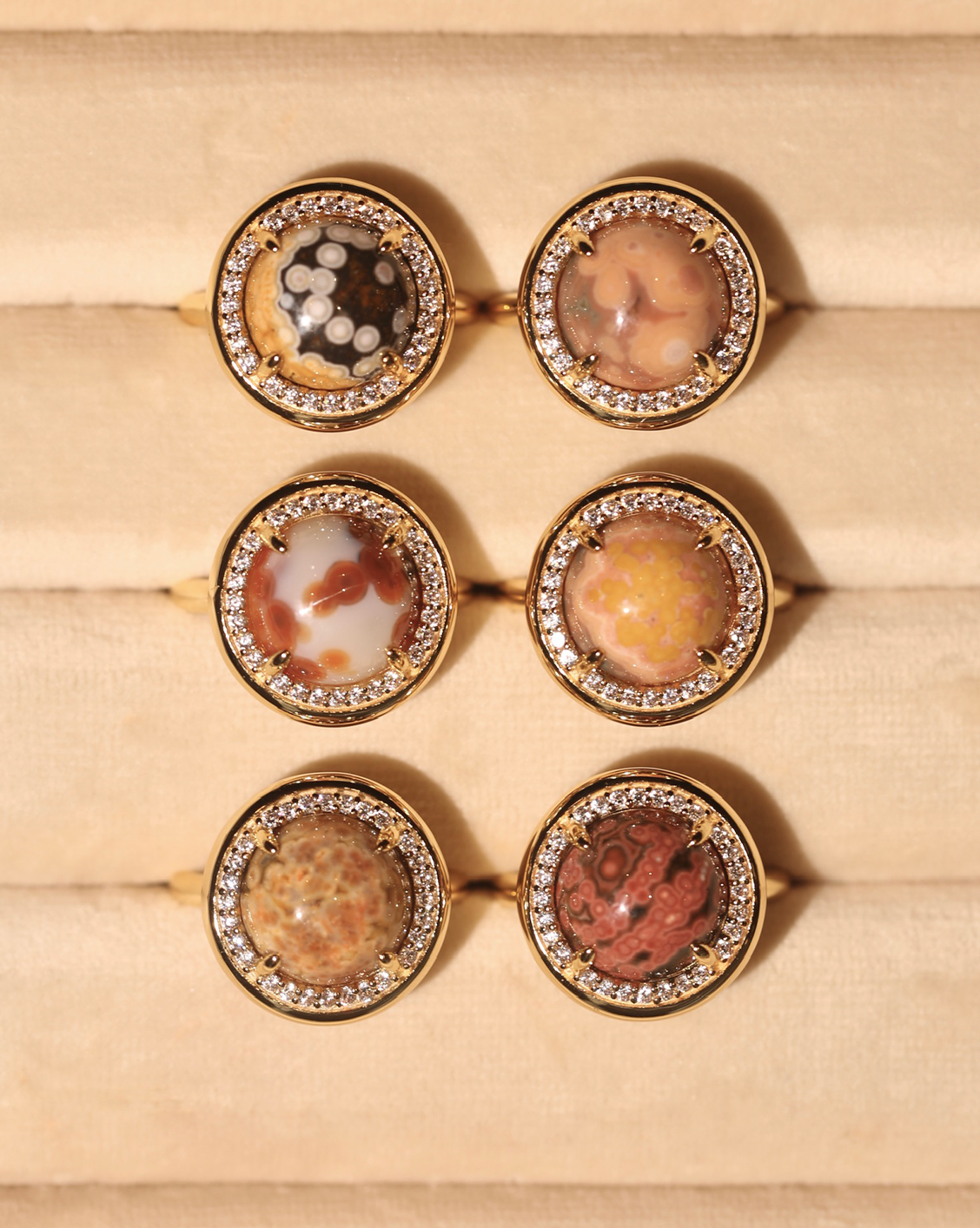 OOAK Halo Ring - Ocean Jasper - Size 8/Group 17