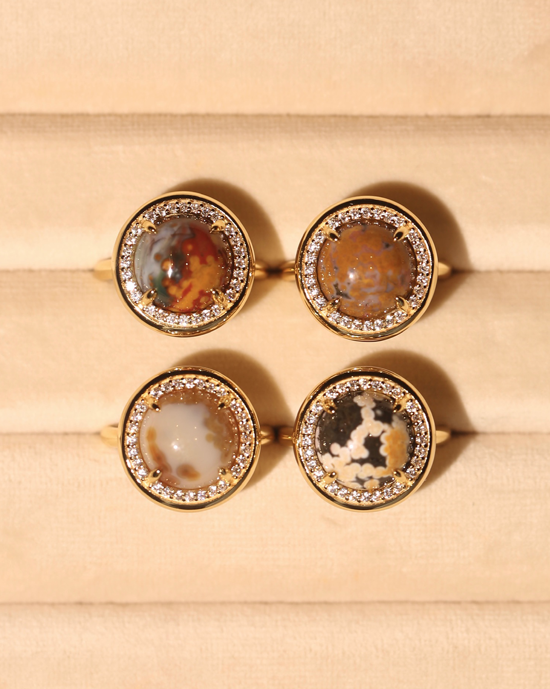 OOAK Halo Ring - Ocean Jasper - Size 8/Group 18