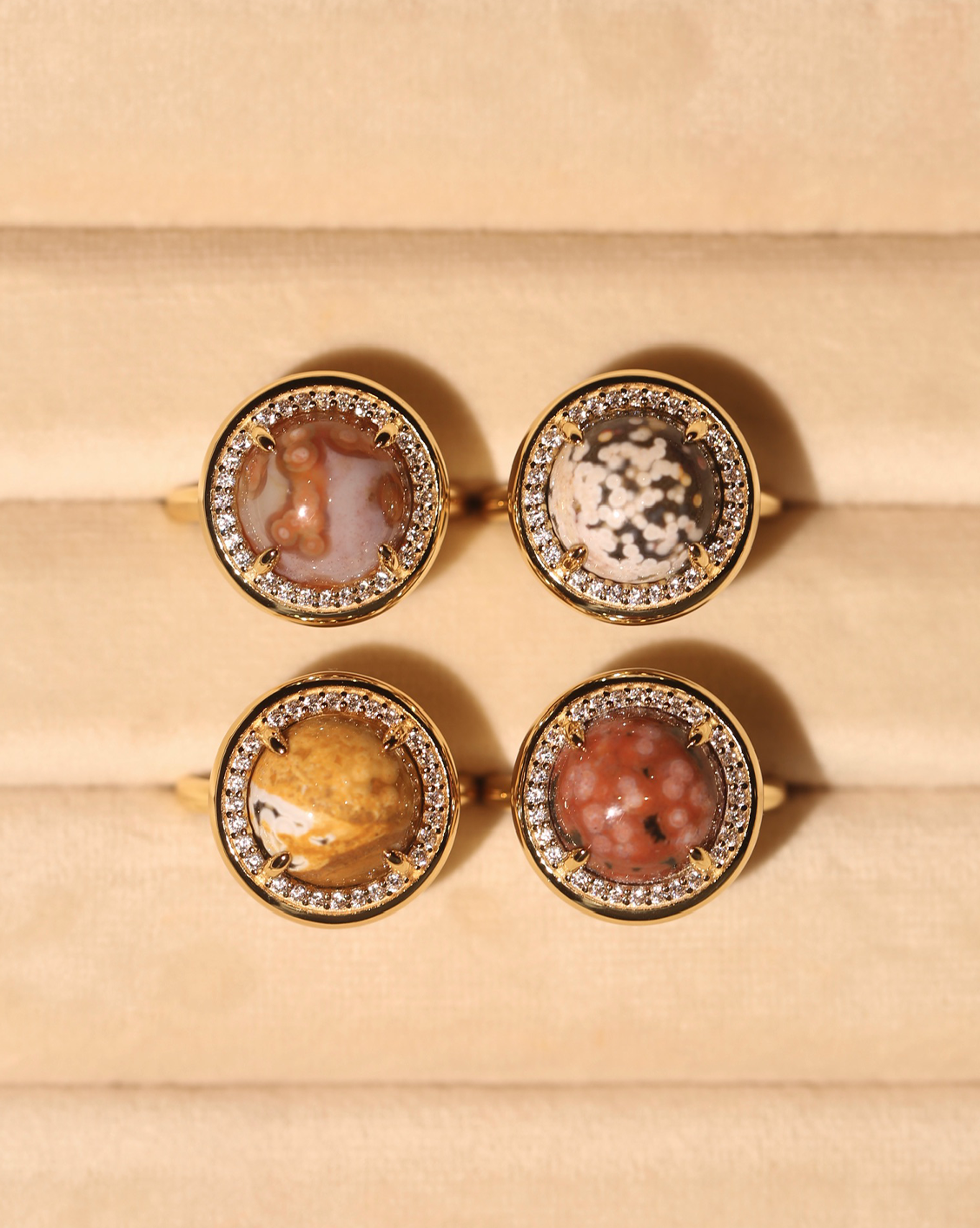 OOAK Halo Ring - Ocean Jasper - Size 8/Group 19