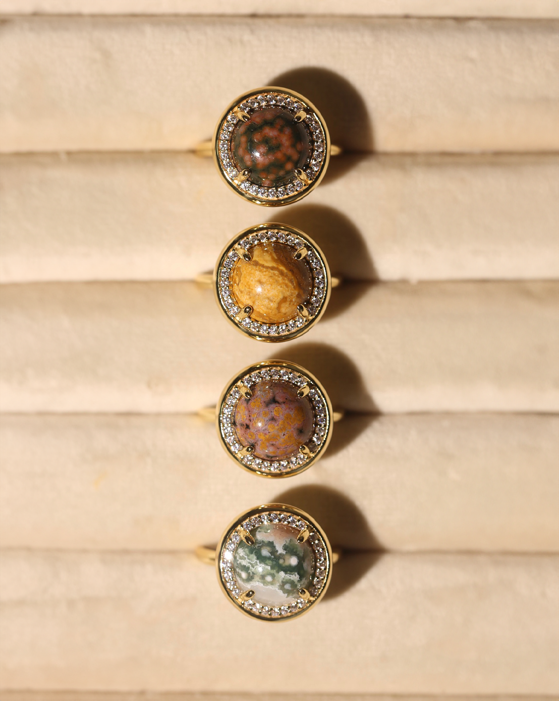 OOAK Halo Ring - Ocean Jasper - Size 9/Group 20