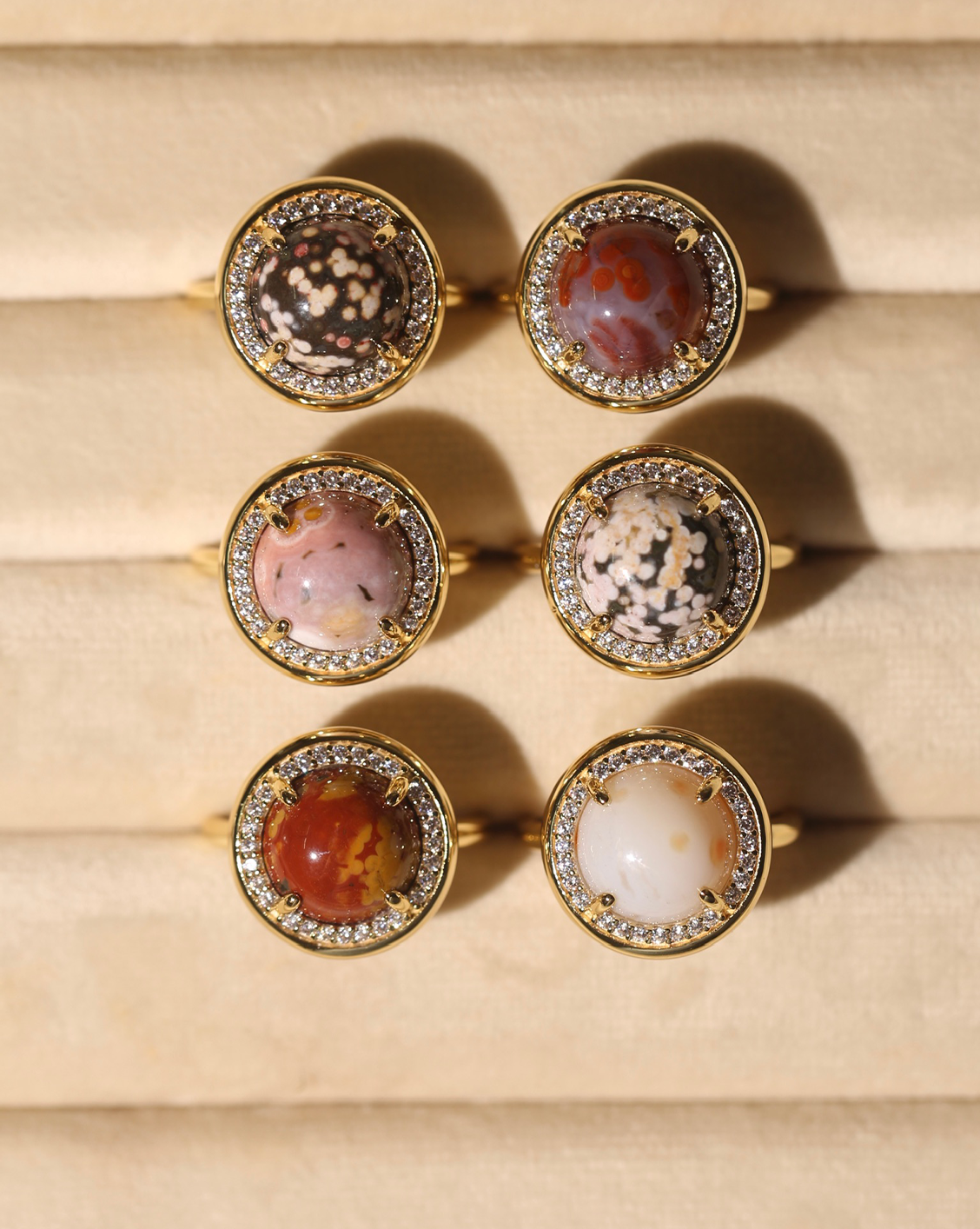 OOAK Halo Ring - Ocean Jasper - Size 9/Group 21