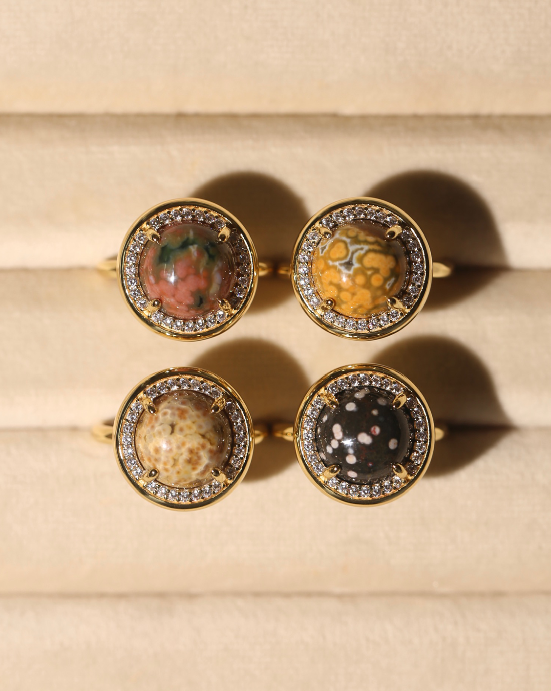 OOAK Halo Ring - Ocean Jasper - Size 9/Group 22