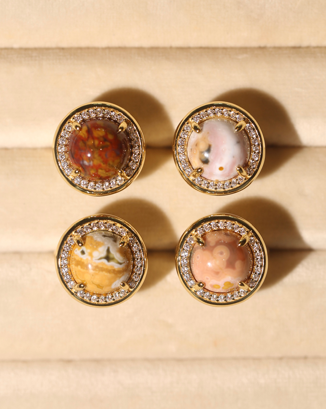 OOAK Halo Ring - Ocean Jasper - Size 4/Group 3