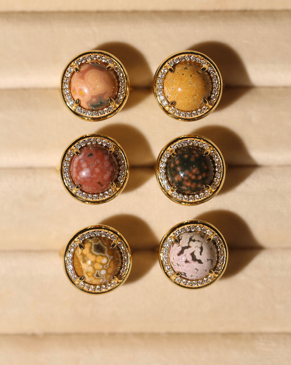 OOAK Halo Ring - Ocean Jasper - Size 5/Group 5