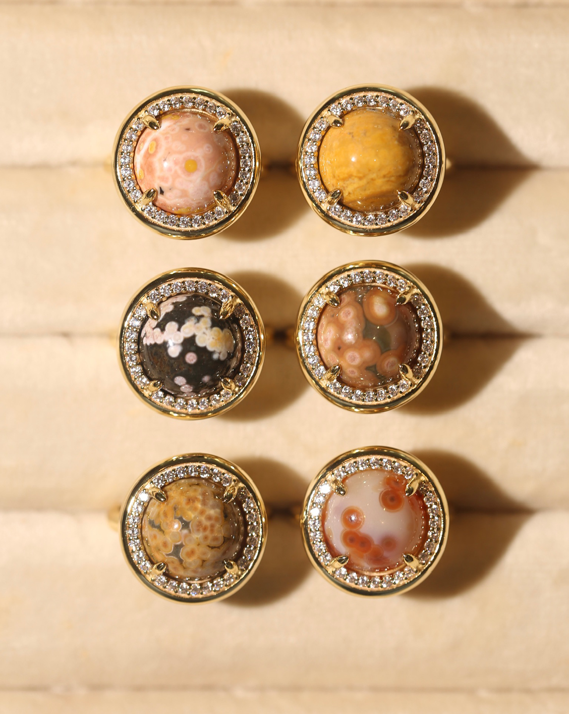 OOAK Halo Ring - Ocean Jasper - Size 6/Group 6