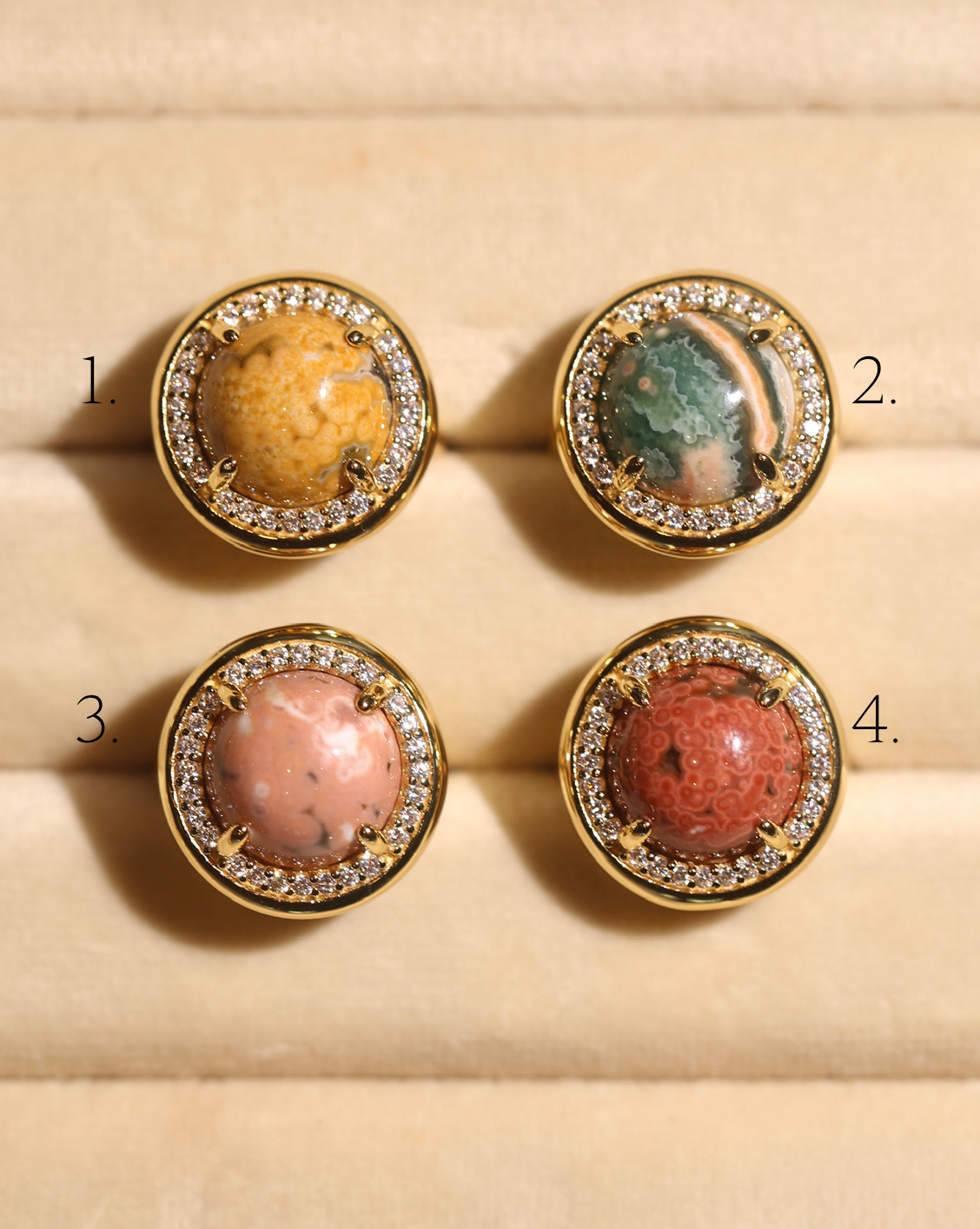 OOAK Halo Ring - Ocean Jasper - Size 4/Group 1