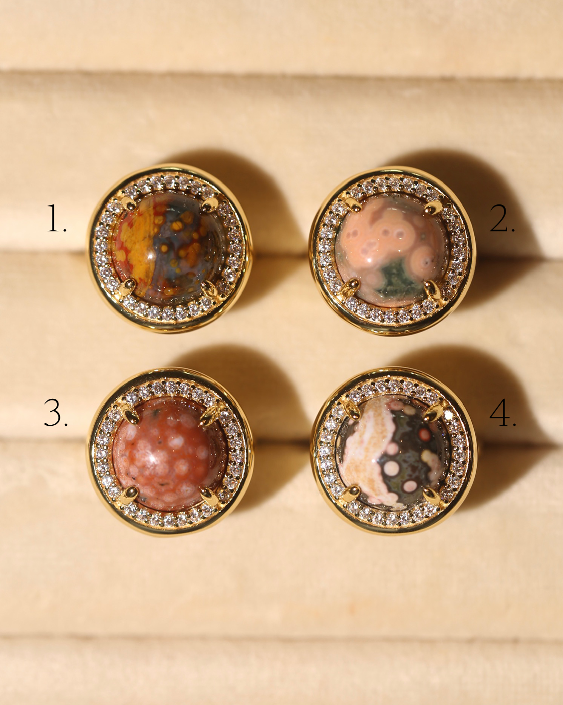 OOAK Halo Ring - Ocean Jasper - Size 4/Group 2