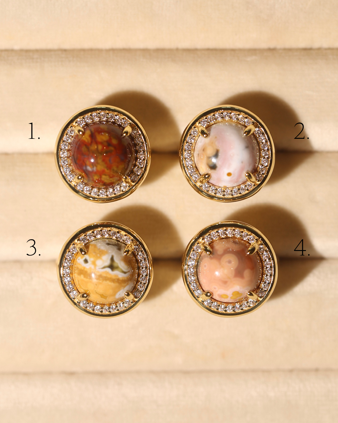 OOAK Halo Ring - Ocean Jasper - Size 4/Group 3