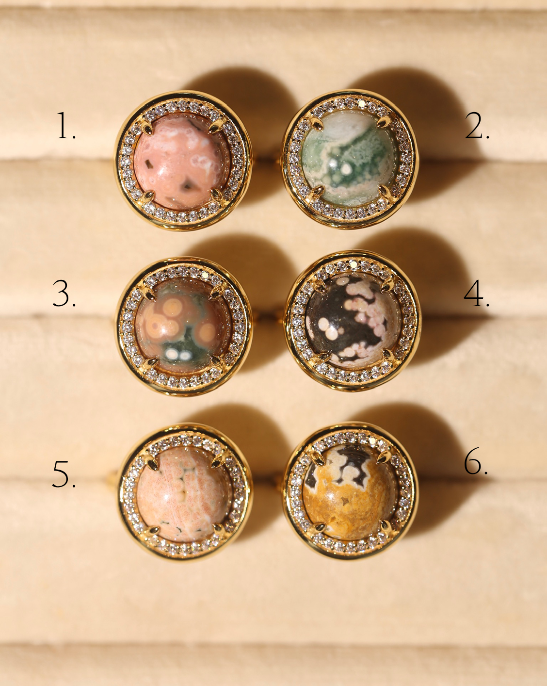 OOAK Halo Ring - Ocean Jasper - Size 5/Group 4