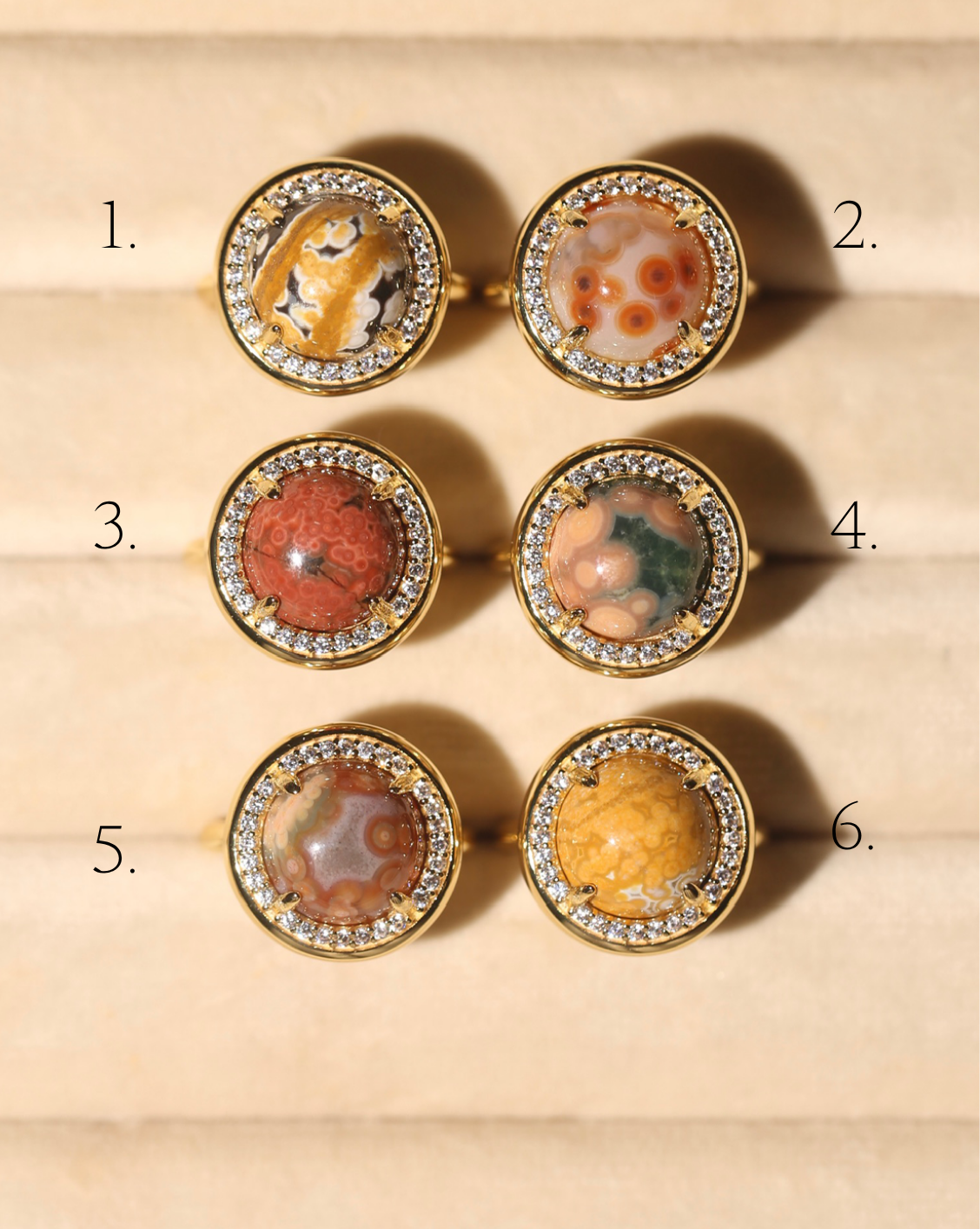 OOAK Halo Ring - Ocean Jasper - Size 7/Group 12
