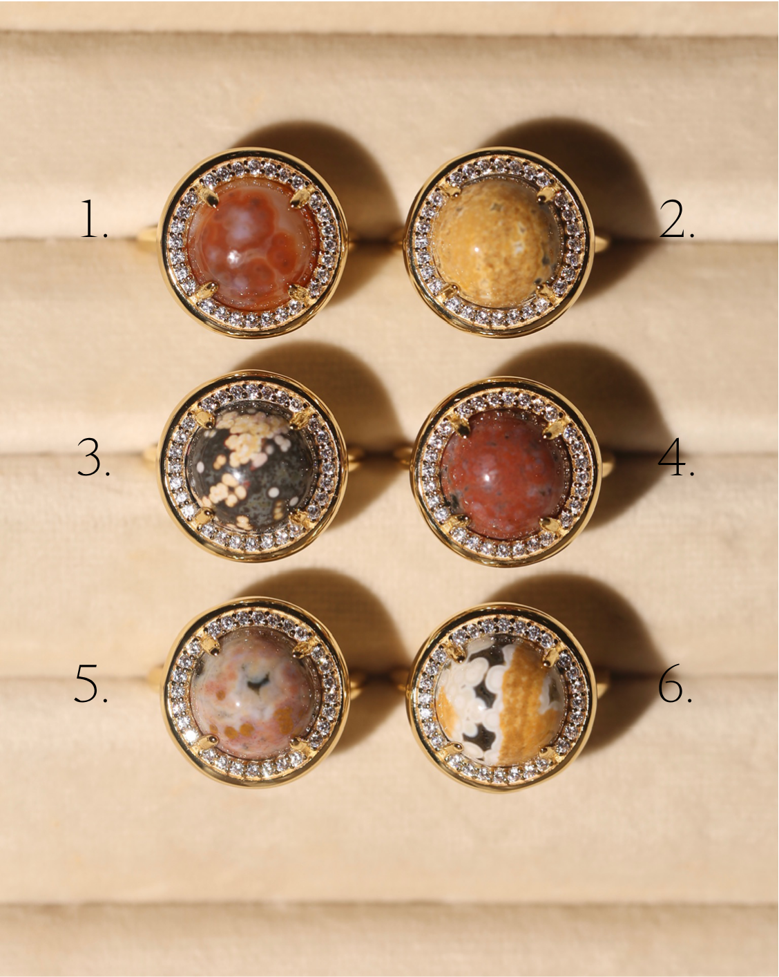 OOAK Halo Ring - Ocean Jasper - Size 7/Group 14