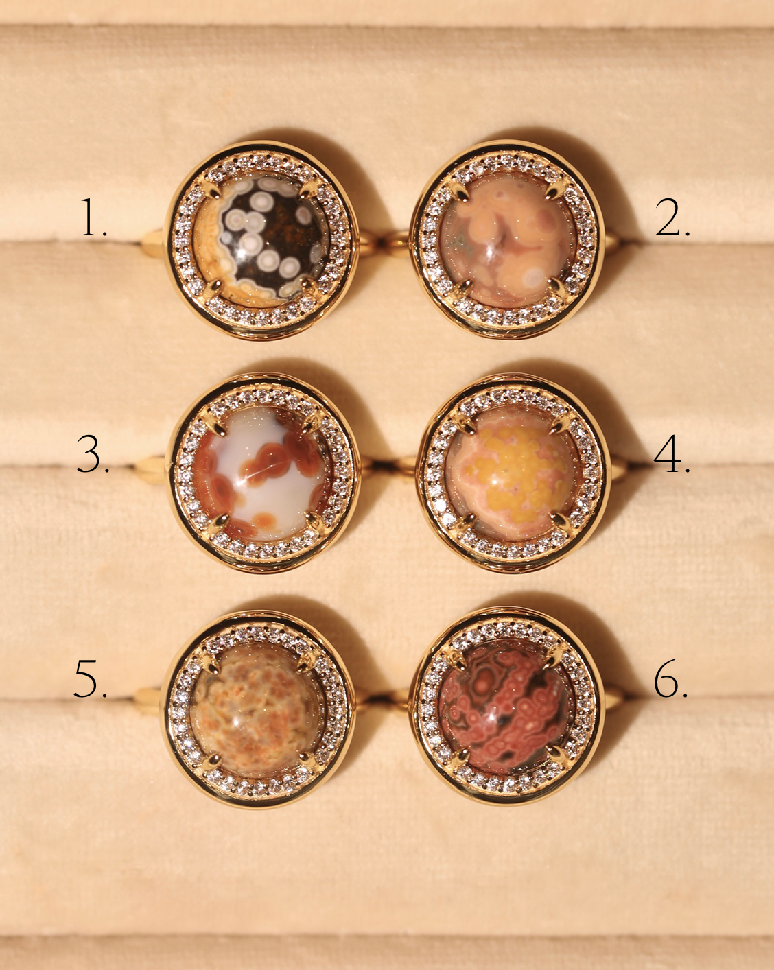 OOAK Halo Ring - Ocean Jasper - Size 8/Group 17