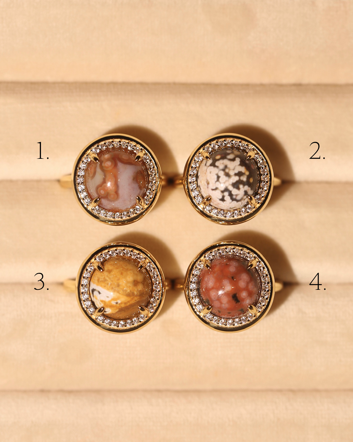 OOAK Halo Ring - Ocean Jasper - Size 8/Group 19