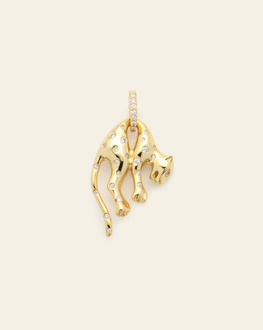 Holiday Leopard Charm - Gold Vermeil