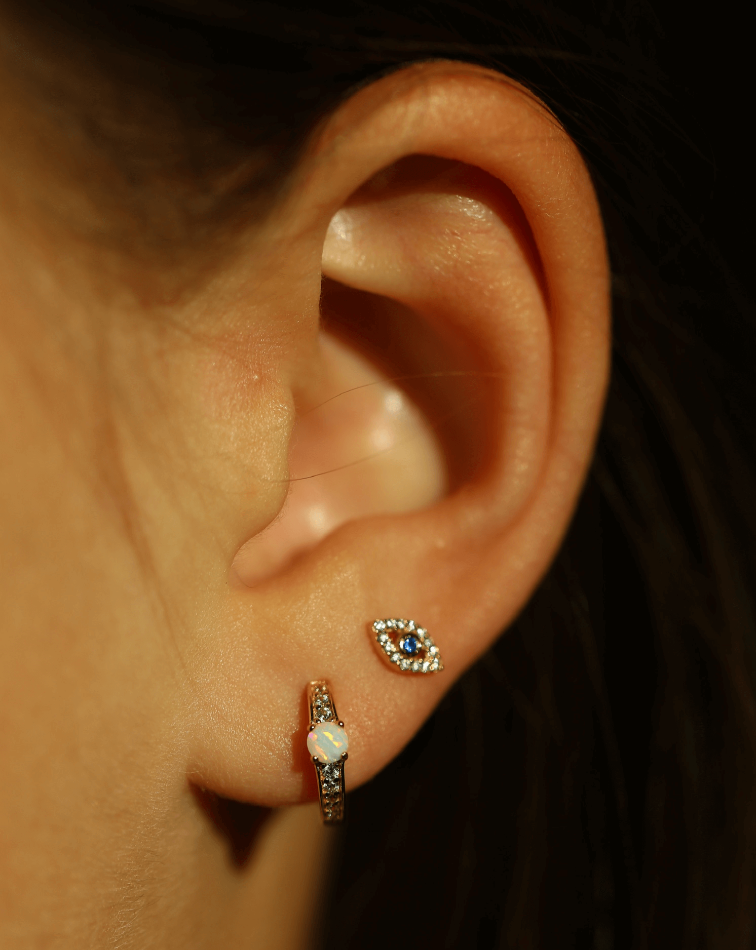 Blue Sapphire Evil Eye Stud Gold Vermeil Melanie Auld Jewelry