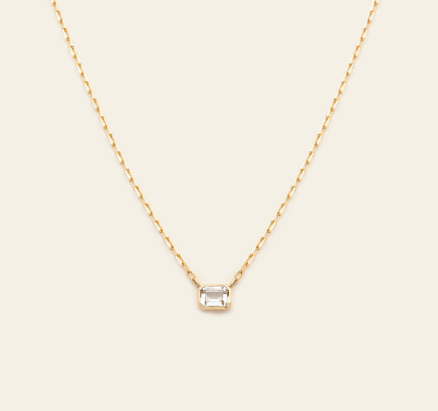 Luxe Topaz Charm Necklace  - 10k Solid Gold