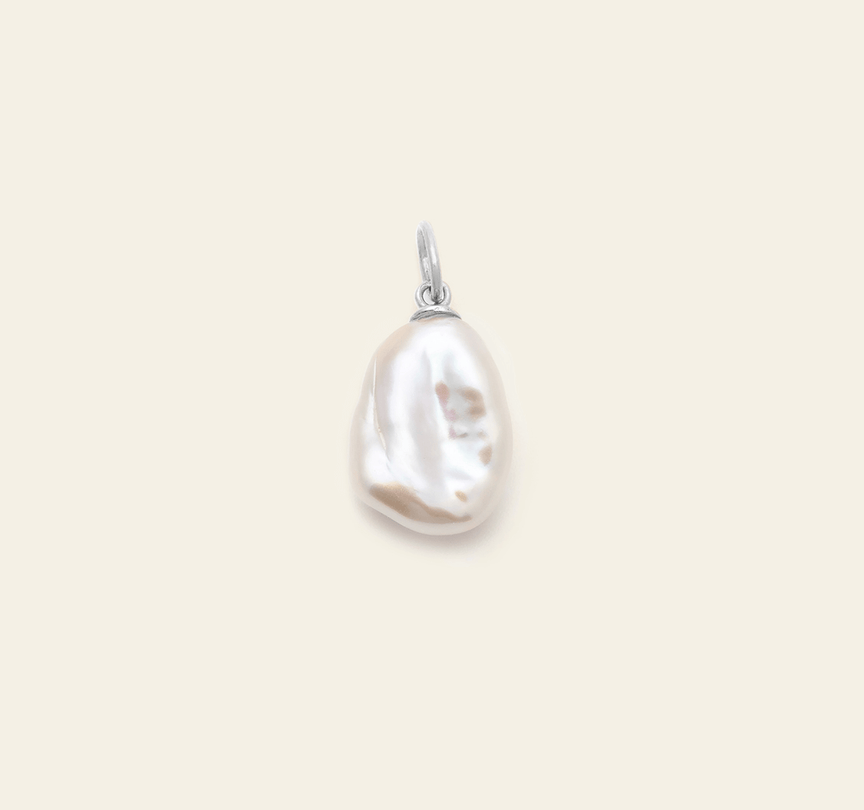 Medium Baroque Pearl Pendant - Sterling Silver