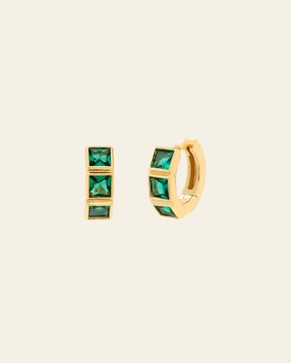 Millenium Huggies - Gold Vermeil/Emerald