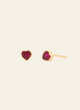 *Preorder* Mini Heart Studs- Gold Vermeil/Ruby