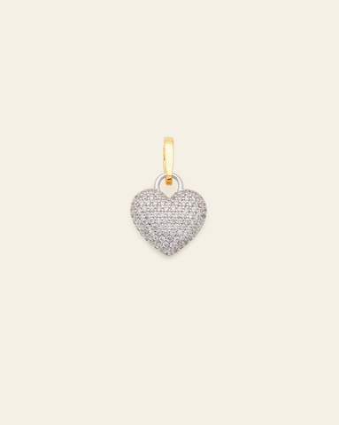 Mixed Pave Heart Charm - Gold Vermeil/Sterling Silver