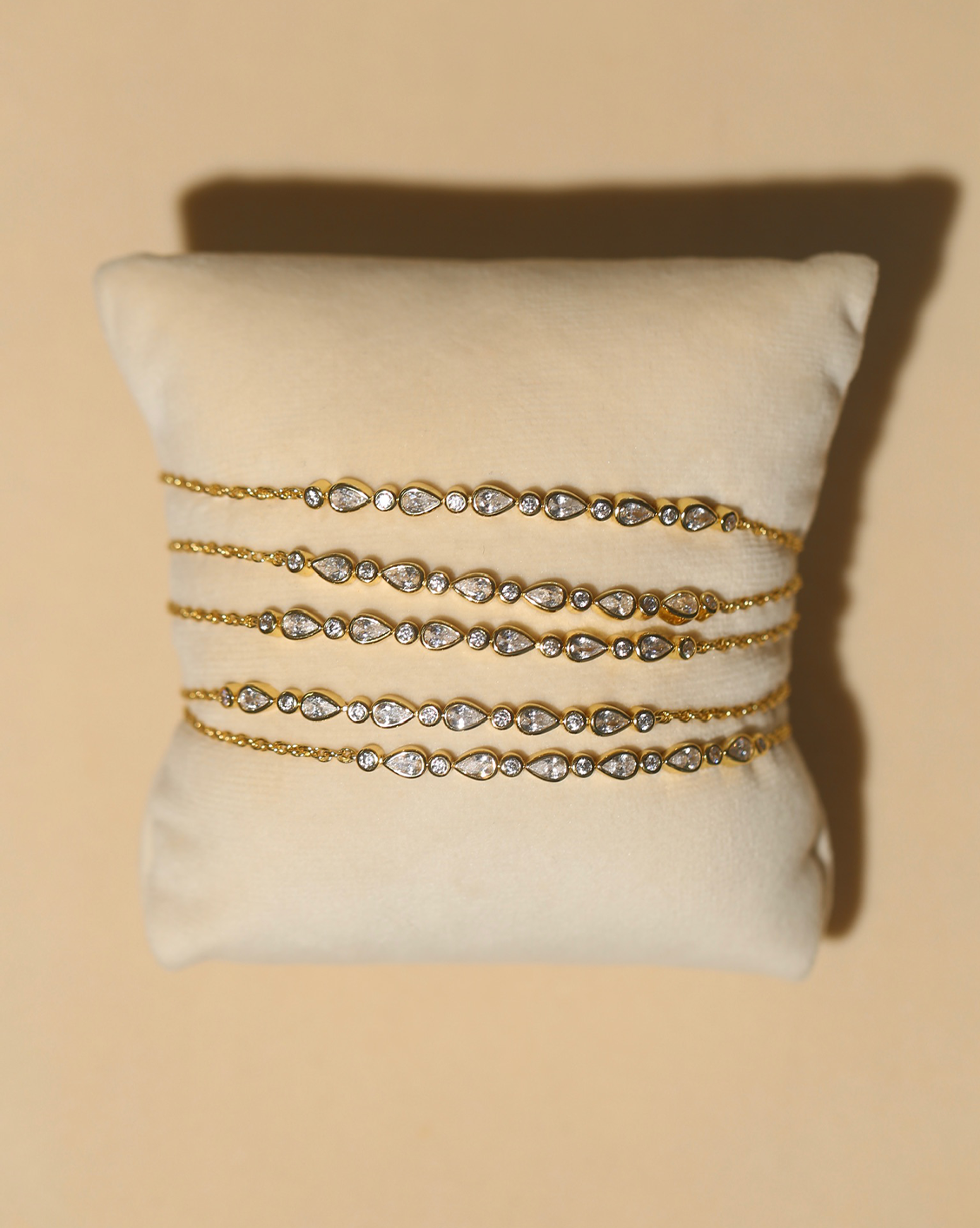 Multi Teardrop Tennis Slip Bracelet - Gold Vermeil