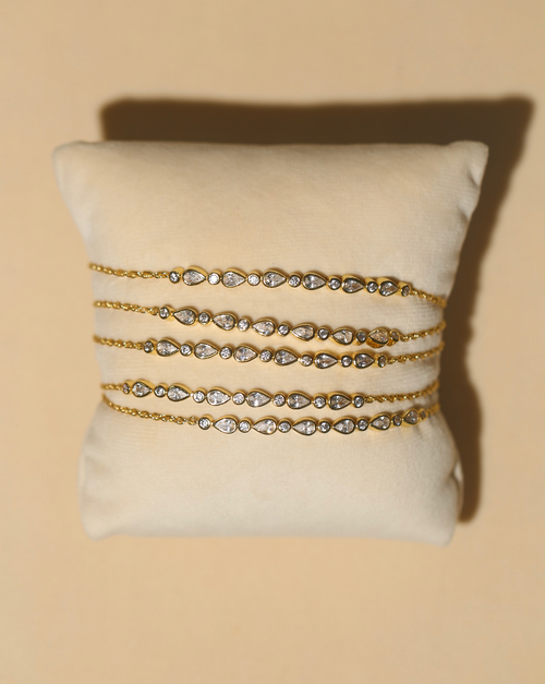Multi Teardrop Tennis Slip Bracelet - Gold Vermeil