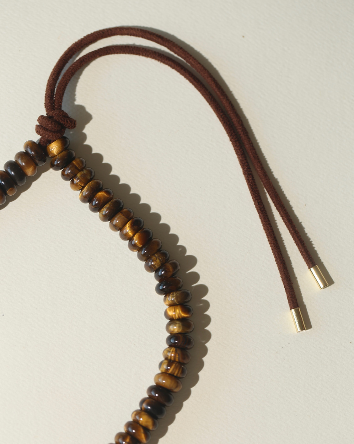 Pietra Sueded Necklace - Tigers Eye/Mocha