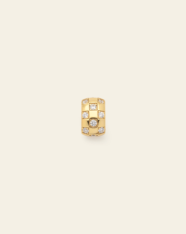 Gold checker board spacer charm with crystal detailing for luxury charm jewelry and custom necklace stacks