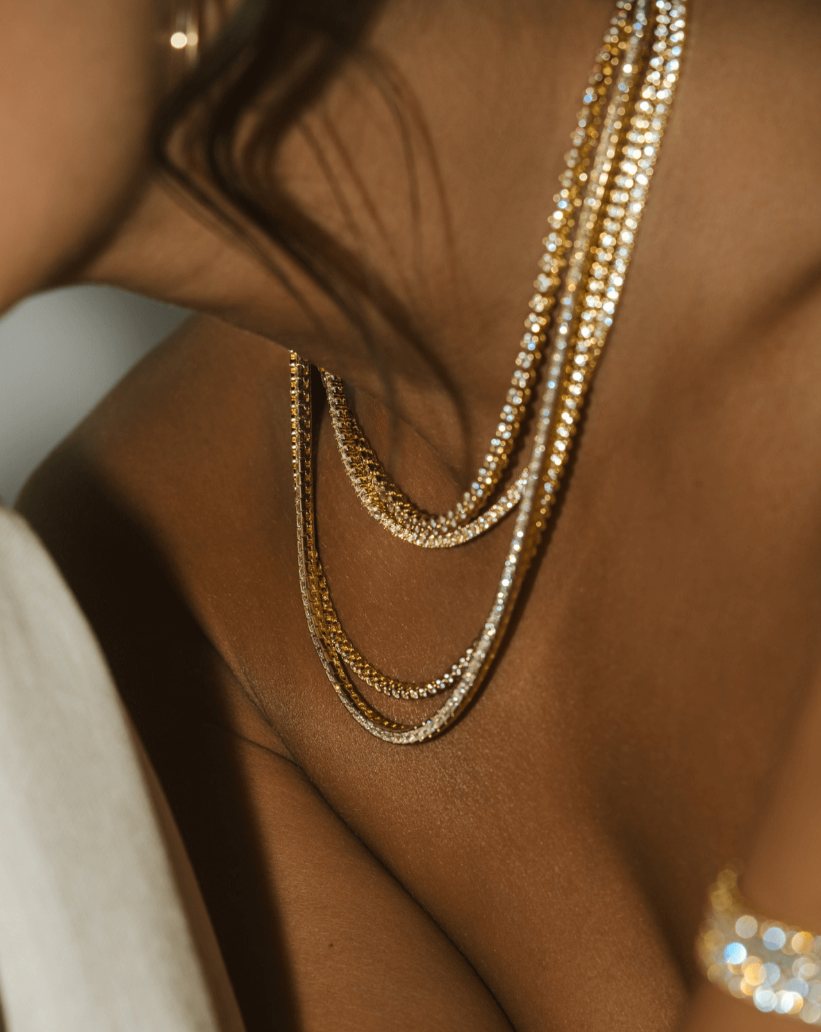 アクセサリー Glitter Tennis Necklace Gold 2mm 51cm 2mm Tennis Necklace – Sami Jewels