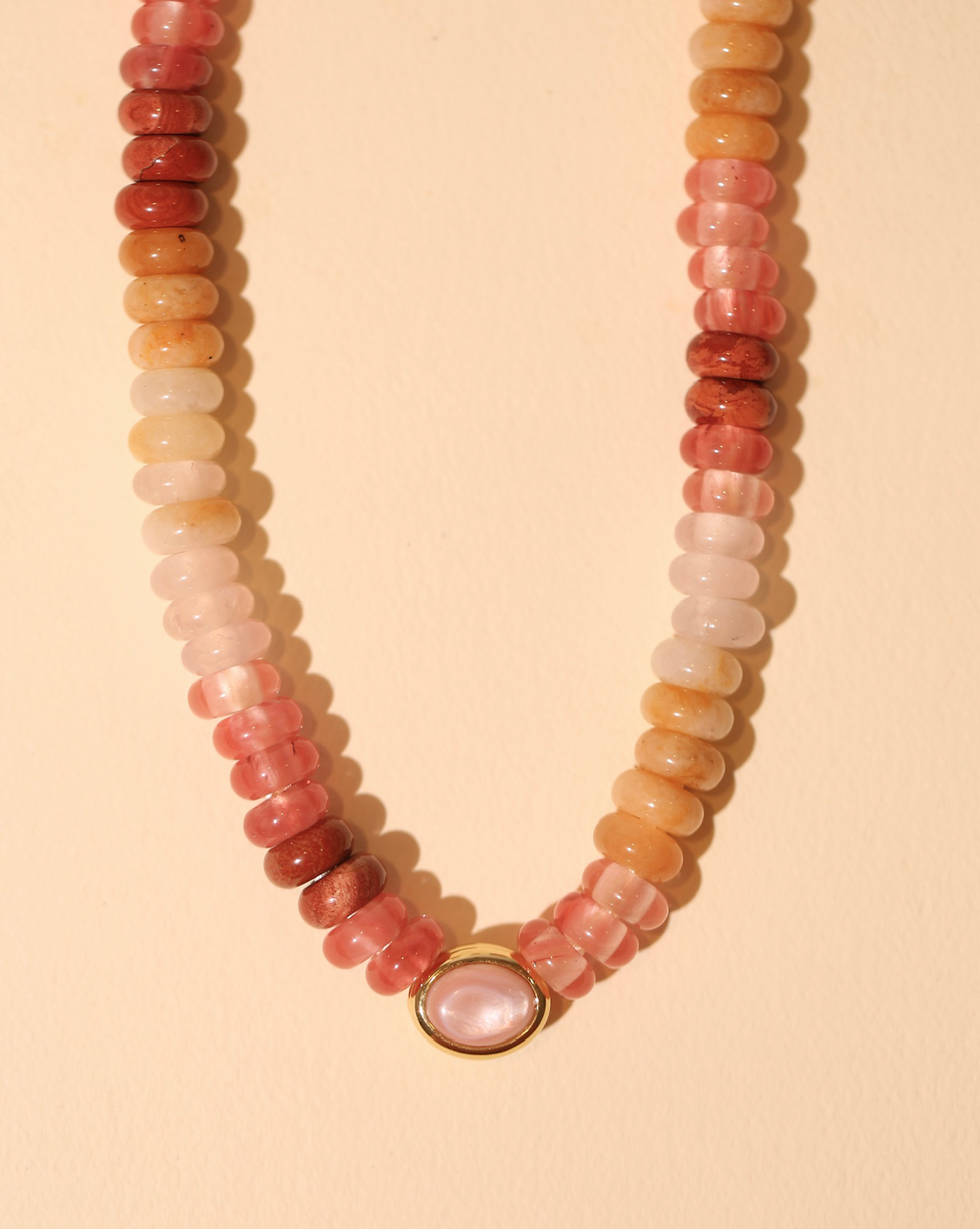 Pink Shell Button - Gold