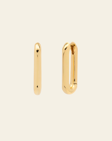 Gold oval link hoop earrings with high-polish finish - bold statement jewelry.