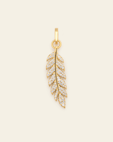 Pave Leaf Charm- Gold Vermeil
