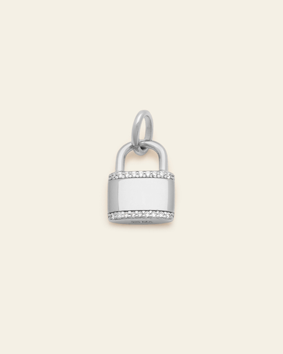 Pave Lock Pendant - Sterling Silver