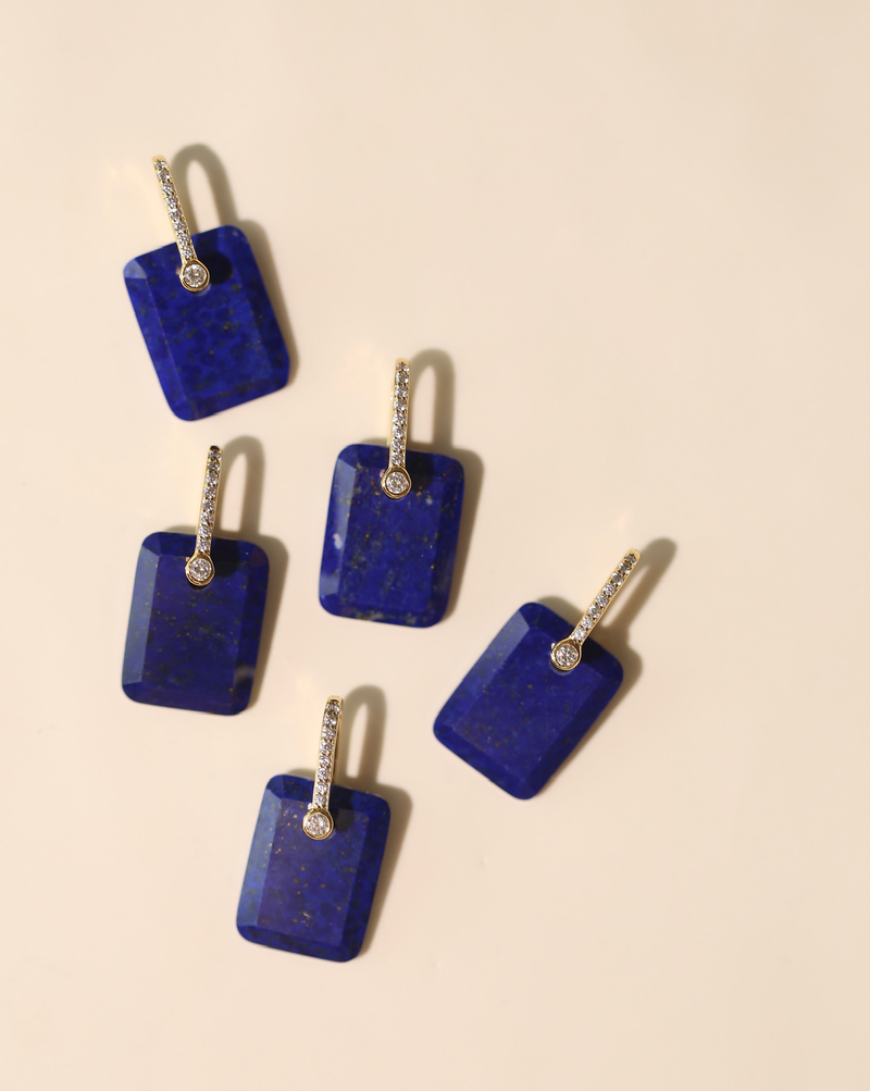 Pave Tag Charm - Lapis