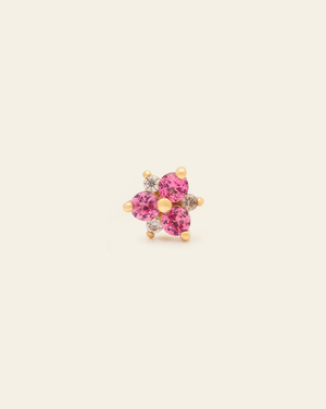 Pink Sapphire Flower Stud - Gold Vermeil