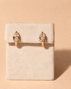 Sapphire Teardrop Prong Huggies - Gold Vermeil