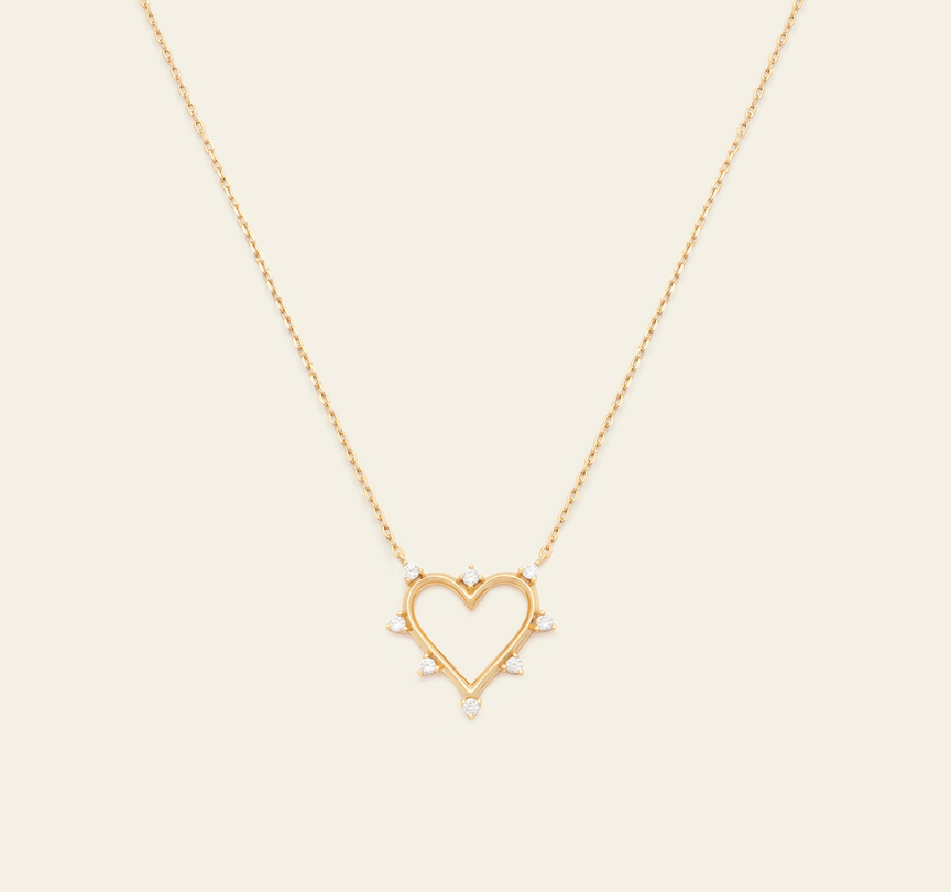 Shimmering Heart Necklace - Gold Vermeil