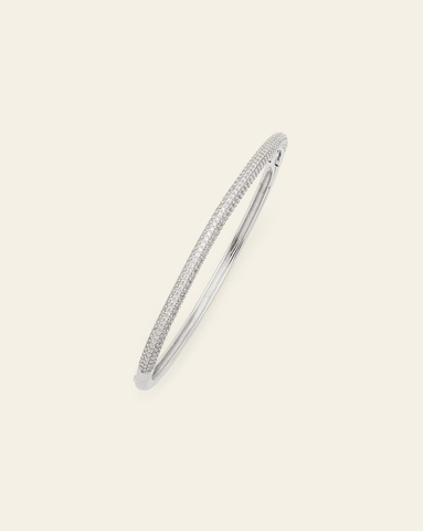 Silver pavé crystal bangle bracelet with hinged clasp