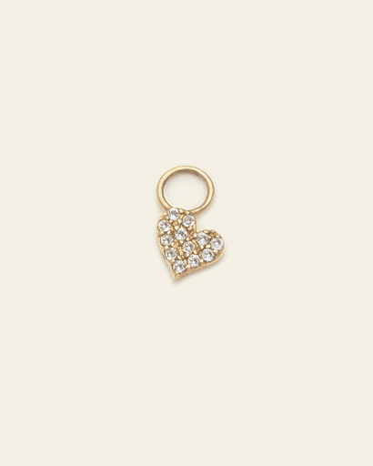 Pave Heart Earring Charm - 10k Solid Gold