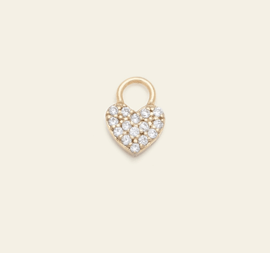 Pave Heart Earring Charm - Gold Vermeil