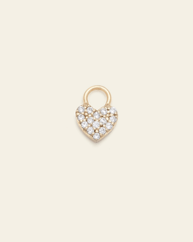 Pave Heart Earring Charm - Gold Vermeil