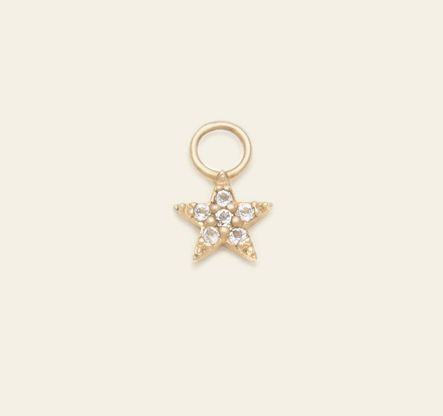 Pave Star Earring Charm - 10k Solid Gold