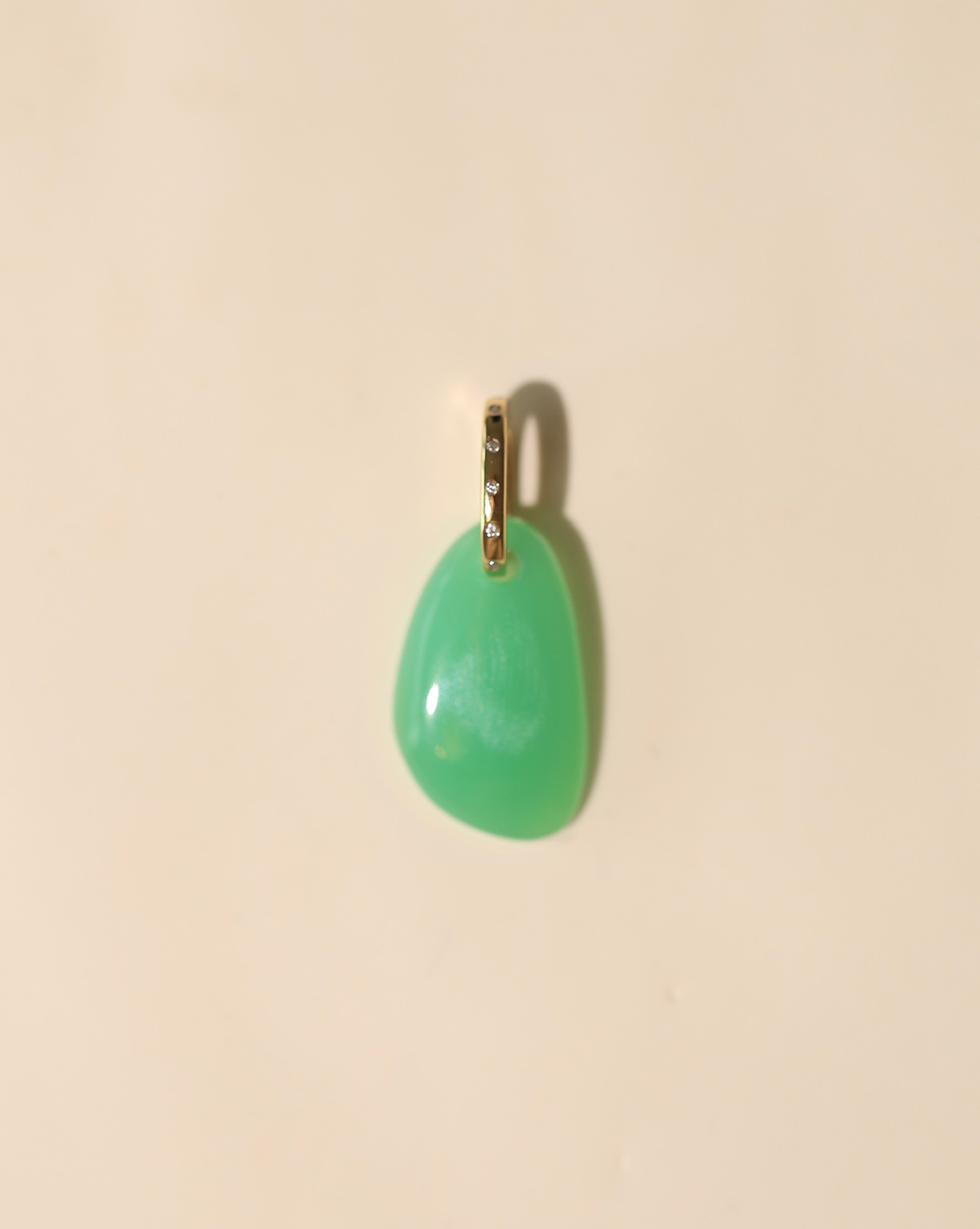 Spotted Drop Charm - Chrysoprase