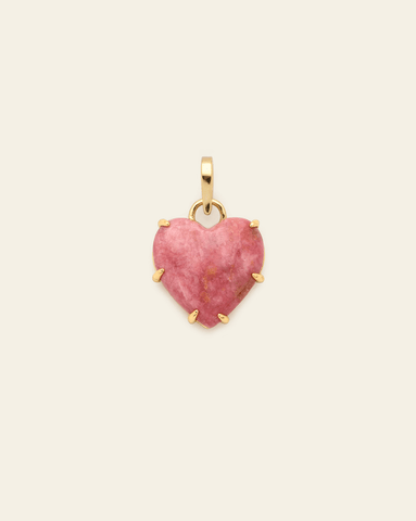 Stone Heart Charm - Gold Vermeil/Rose