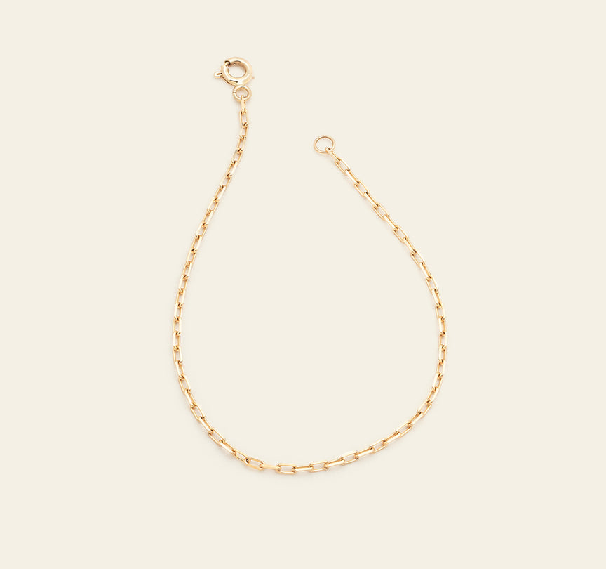 Thin Staple Chain Anklet - 10k Solid Gold