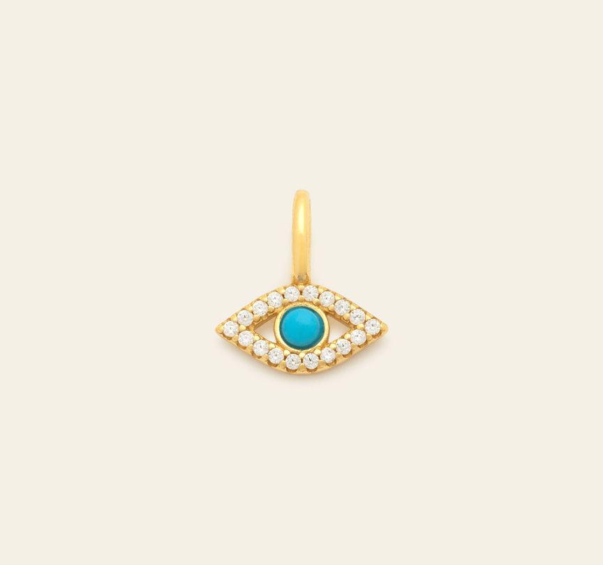 Turquoise Evil Eye Pendant - Gold Vermeil