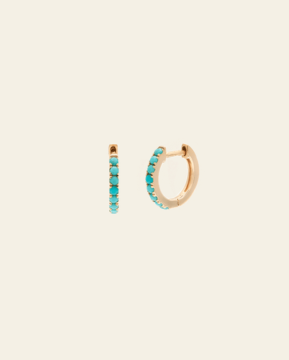 Turquoise Huggie - 10k Solid Gold